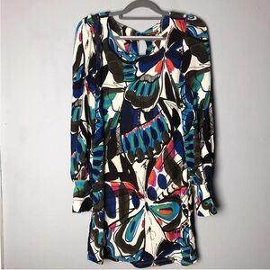 Sievercute Multicolor Abstract Butterfly Print Shift Dress Stretch